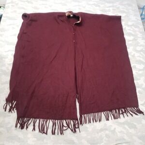 Vintage Molina Cape Womens Red One Size Fringe Wool